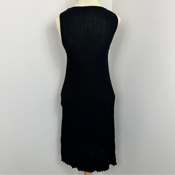YUKA Little Black Ribbed Sleeveless Sheer Dress size Large (254) - Picture 4 of 7